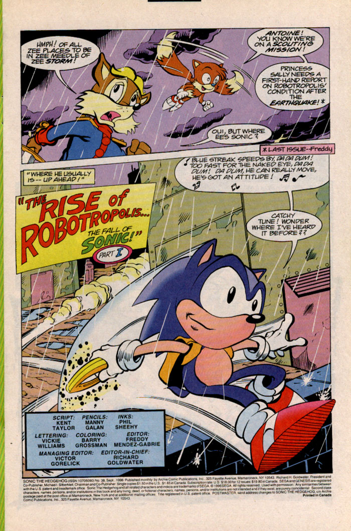 Sonic - Archie Adventure Series September 1996 Page 1
